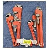 (2) heavy duty pipe wrench sets 8-10"