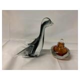 Vintage Murano Art Glass clear amber perfume