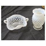 Small Milk Glass Vase and Tray