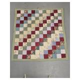 Hand-Stitched Checkerboard Pattern Quilt
