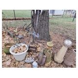 Flower pots, vintage garden implements, & decor