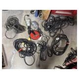 5 extension cords & 3 shop lights