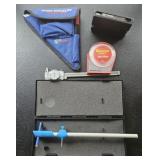 Starrett angle meter, caliper, pivot square,