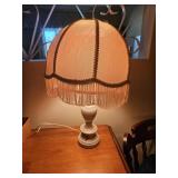 Boudoir lamp with fringed shade