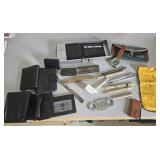 Wallets, strait razor, pipe, Cross pen, Fossil