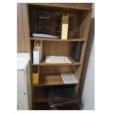 Bookcase & contents: organizers, etc