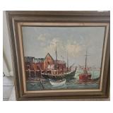 Large oil on canvas sailing ships
