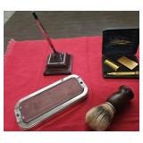 Vintage Gillette razor, shaving items, desk pen