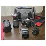 Canon AE-1 35mm camera, Iron 80-200mm lens, & more