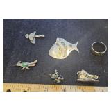 6 Mexican silver jewelry items