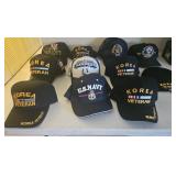 10 military baseball caps & a stocking cap