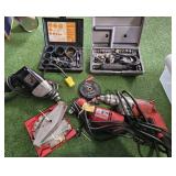 Dremmel, electric drills,, hole saw kit, etc