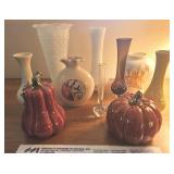 Ceramic vegetables & vases, 10 pieces