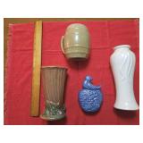 Mccoy Vase & Other Pottery,  4 Pieces