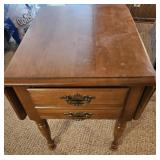 Maple one drawer, double drop leaf end table