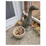 Concrete goose & planter