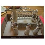 5 Willow Tree figures,  with metal bench