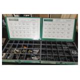 2 metal bin boxes of screws