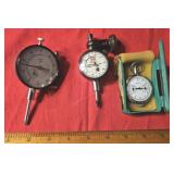2 dial indicators & map measuring instrument