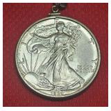 1989 Silver American Eagle with chain marked .925