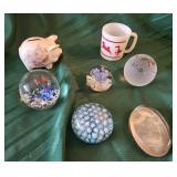 Paperweights,  piggy bank & mug