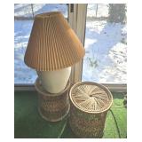2 Rattan side tables & lamp