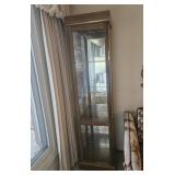 Oak-tone Curio cabinet,  5 shelf- 16 x 60 x 12"