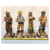 4 western frontier decanter figures