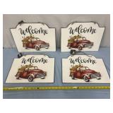 4 metal welcome signs