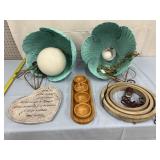 Home decor (hanging lights, wood decor, & heart)