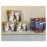 3 power ranger snizzard toys & 3 MEGA XL nerf