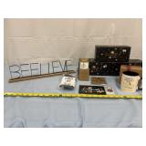 3 graduation gift packs & believe metal sign