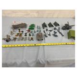 Toy soldiers, tents, helicopter, fencing, & more