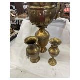 Vtg brass vases made in India and seagrams 7