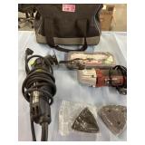 Tool bag with 2 multi tools one Chicago and one