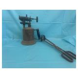 Vintage Blowtorch & Fireplace Tongs