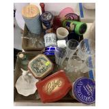 Assorted Glasswear and Tins.