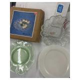 2 uranium glass plates and 2410 crystal egg