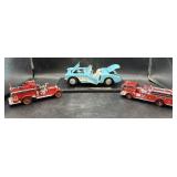 Die cast vehicles (corvette) and fire engines