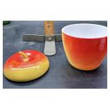 Vtg hazel atlas milk glass apple shaped sugar