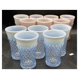 Duncan miller pink and blue hobnail tumblers(12)