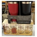 Two IU tumblers and mason jar mugs