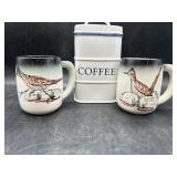 (2) Vtg otagiri coffee cups with coffee container