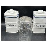 (2) coffee canisters and A BALL "eclipse wide