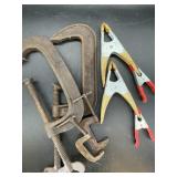 4 Vintage C-Clamps, & 4 Heavy Duty Spring Clamps