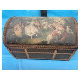 Vintage Wooden Music Box, silk fabric top