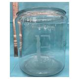 Glass Jar w/letter E