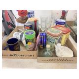 Assorted Glasswear and Tins.