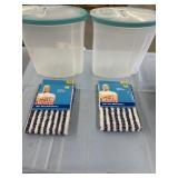Cereal containers and Mr clean wet/dry mop refills