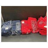 120 red and blue handkerchiefs